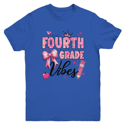 4th Fourth Grade Vibes Back To School Coquette Teacher Girl Youth Shirt | teecentury