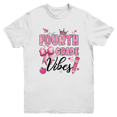 4th Fourth Grade Vibes Back To School Coquette Teacher Girl Youth Shirt | teecentury