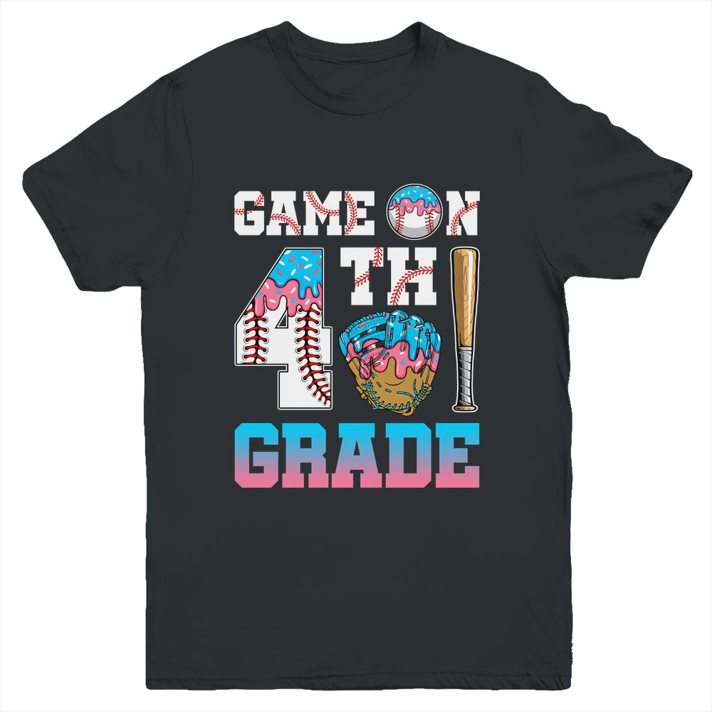 4th Grade Back To School Baseball Drip Ice Cream Game On Youth Shirt | teecentury