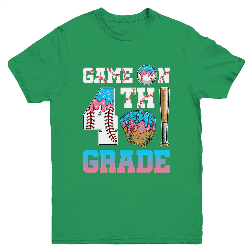 4th Grade Back To School Baseball Drip Ice Cream Game On Youth Shirt | teecentury