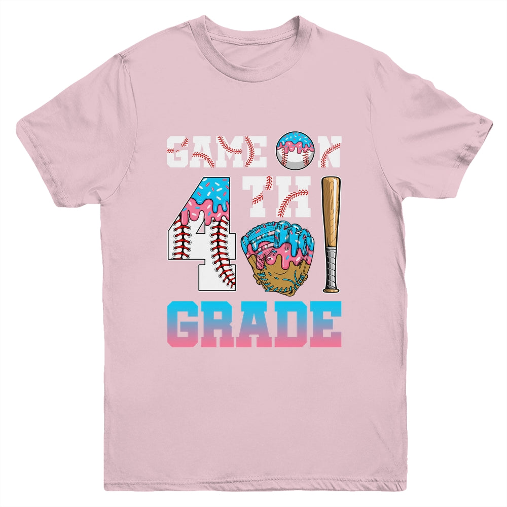 4th Grade Back To School Baseball Drip Ice Cream Game On Youth Shirt | teecentury