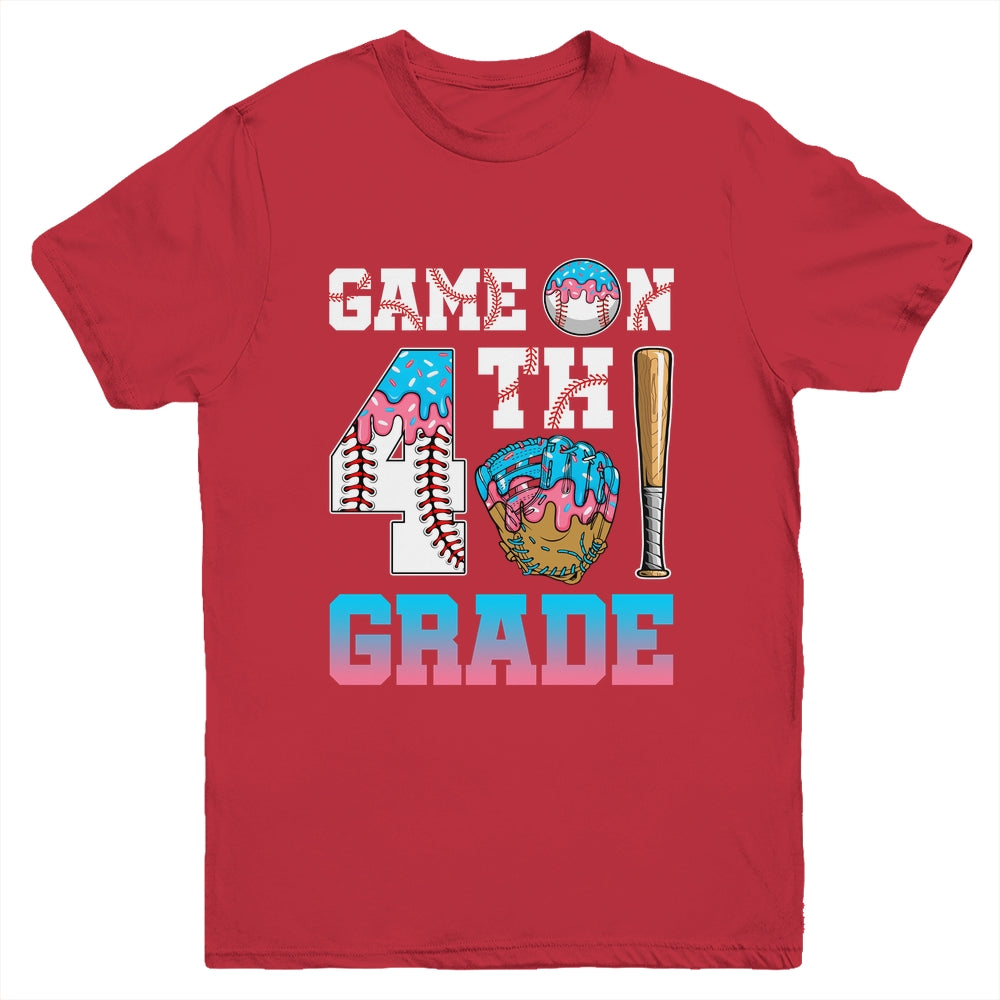 4th Grade Back To School Baseball Drip Ice Cream Game On Youth Shirt | teecentury
