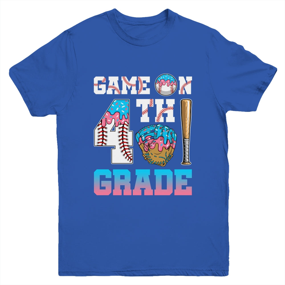 4th Grade Back To School Baseball Drip Ice Cream Game On Youth Shirt | teecentury
