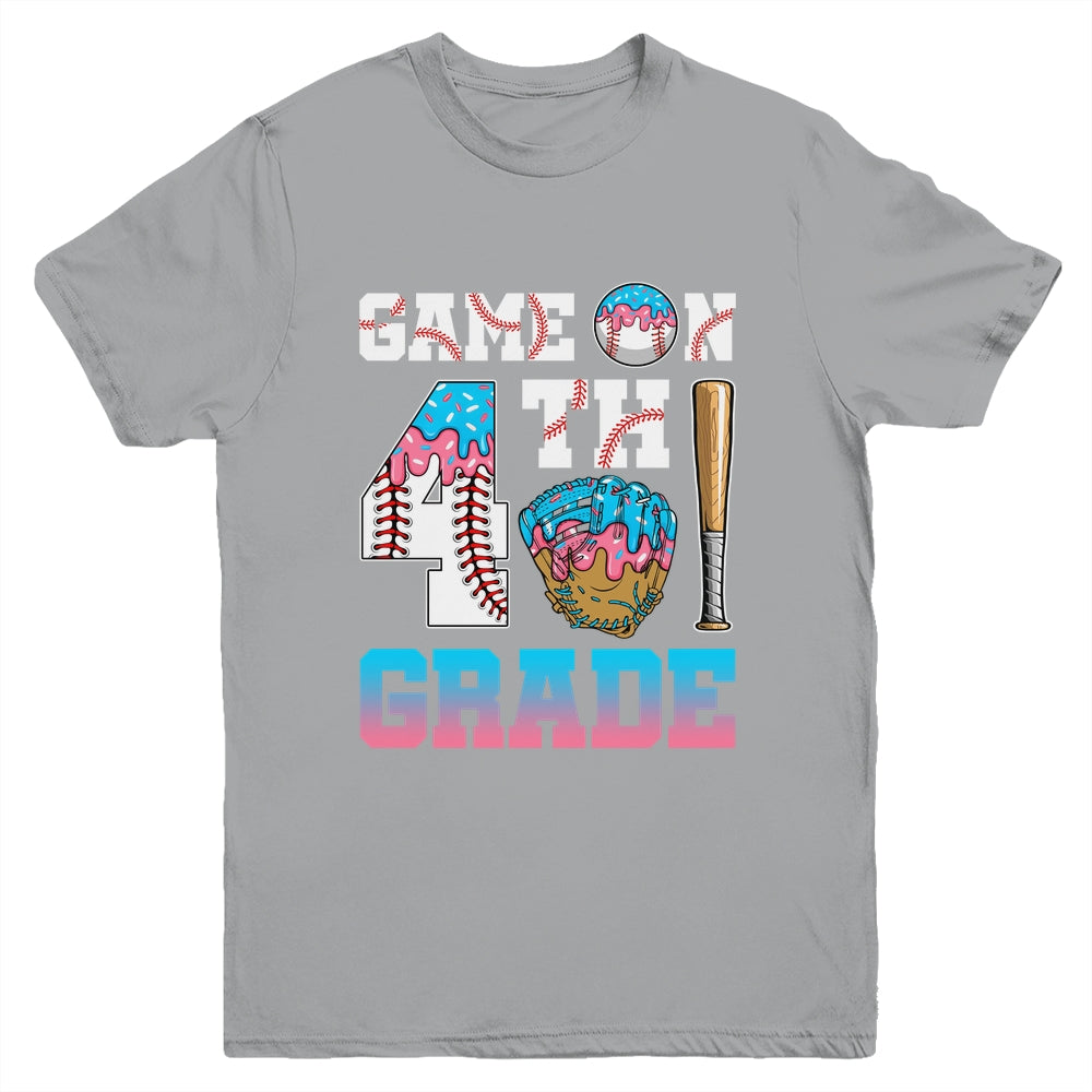4th Grade Back To School Baseball Drip Ice Cream Game On Youth Shirt | teecentury