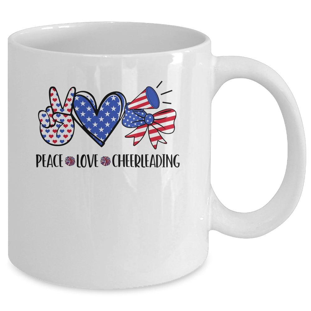4th Of July Cheer Girl Peace Love Cheerleading American Teen Mug | teecentury