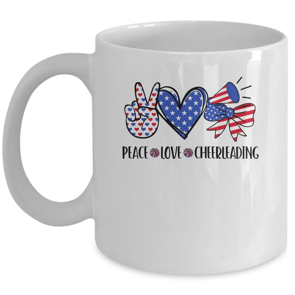 4th Of July Cheer Girl Peace Love Cheerleading American Teen Mug | teecentury