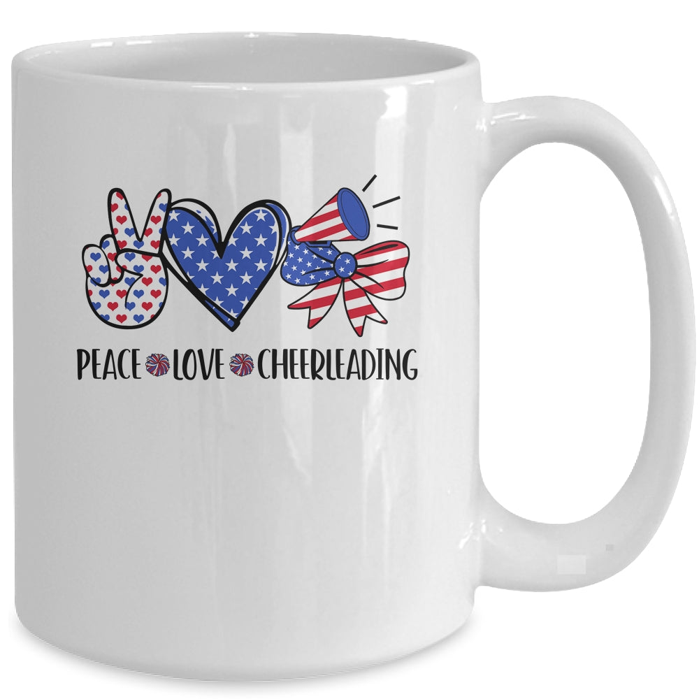 4th Of July Cheer Girl Peace Love Cheerleading American Teen Mug | teecentury