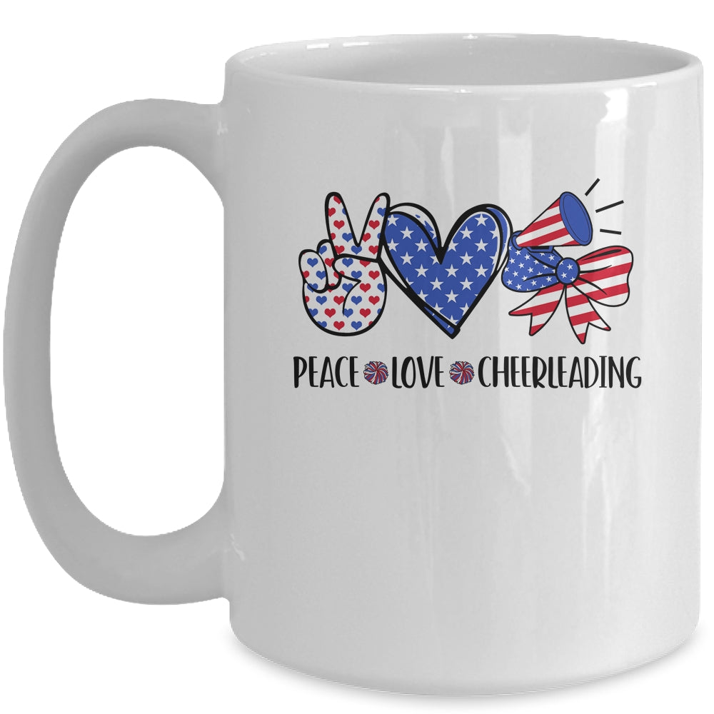 4th Of July Cheer Girl Peace Love Cheerleading American Teen Mug | teecentury