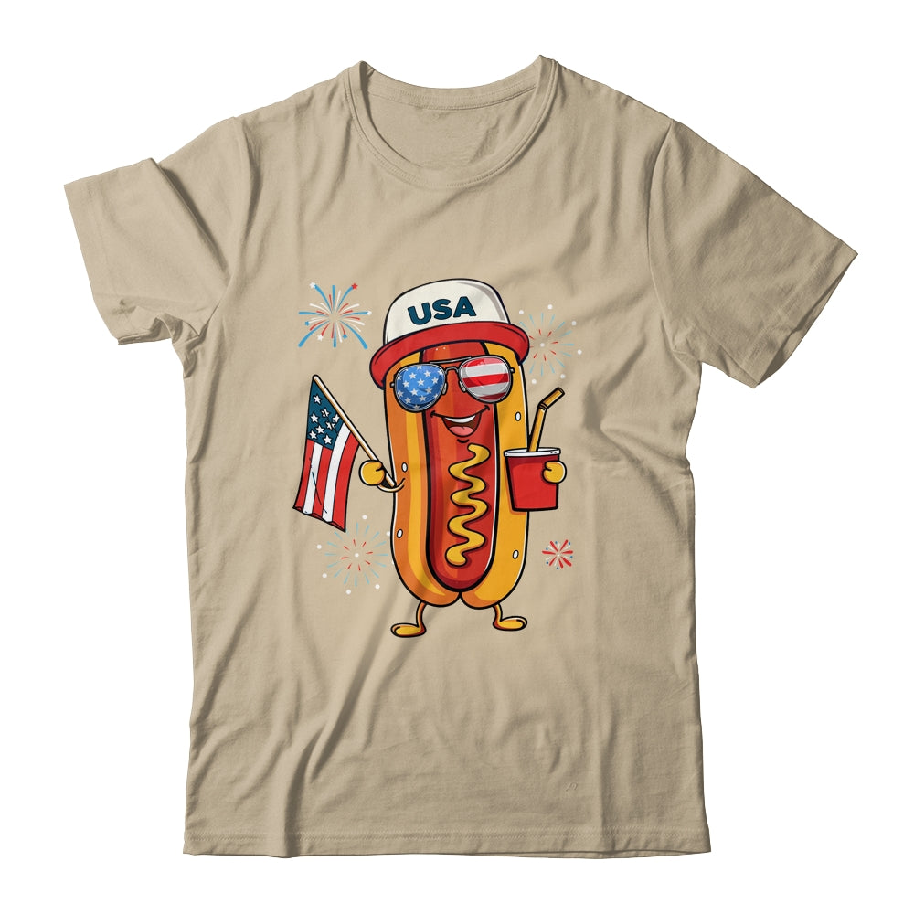 4th Of July Hotdog Funny Fourth Of July Patriotic USA Flag Shirt & Tank Top | teecentury