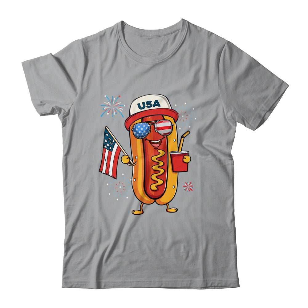 4th Of July Hotdog Funny Fourth Of July Patriotic USA Flag Shirt & Tank Top | teecentury