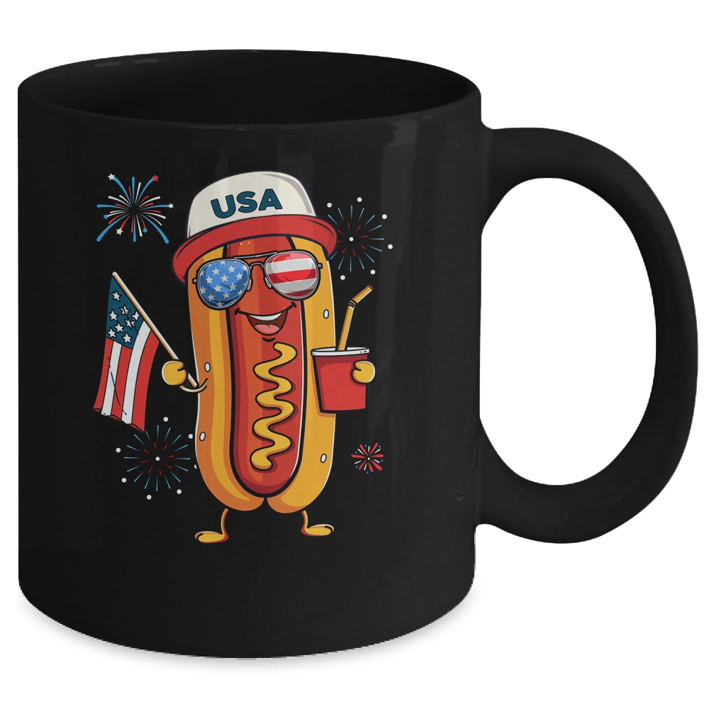4th Of July Hotdog Funny Fourth Of July Patriotic USA Flag Mug | teecentury