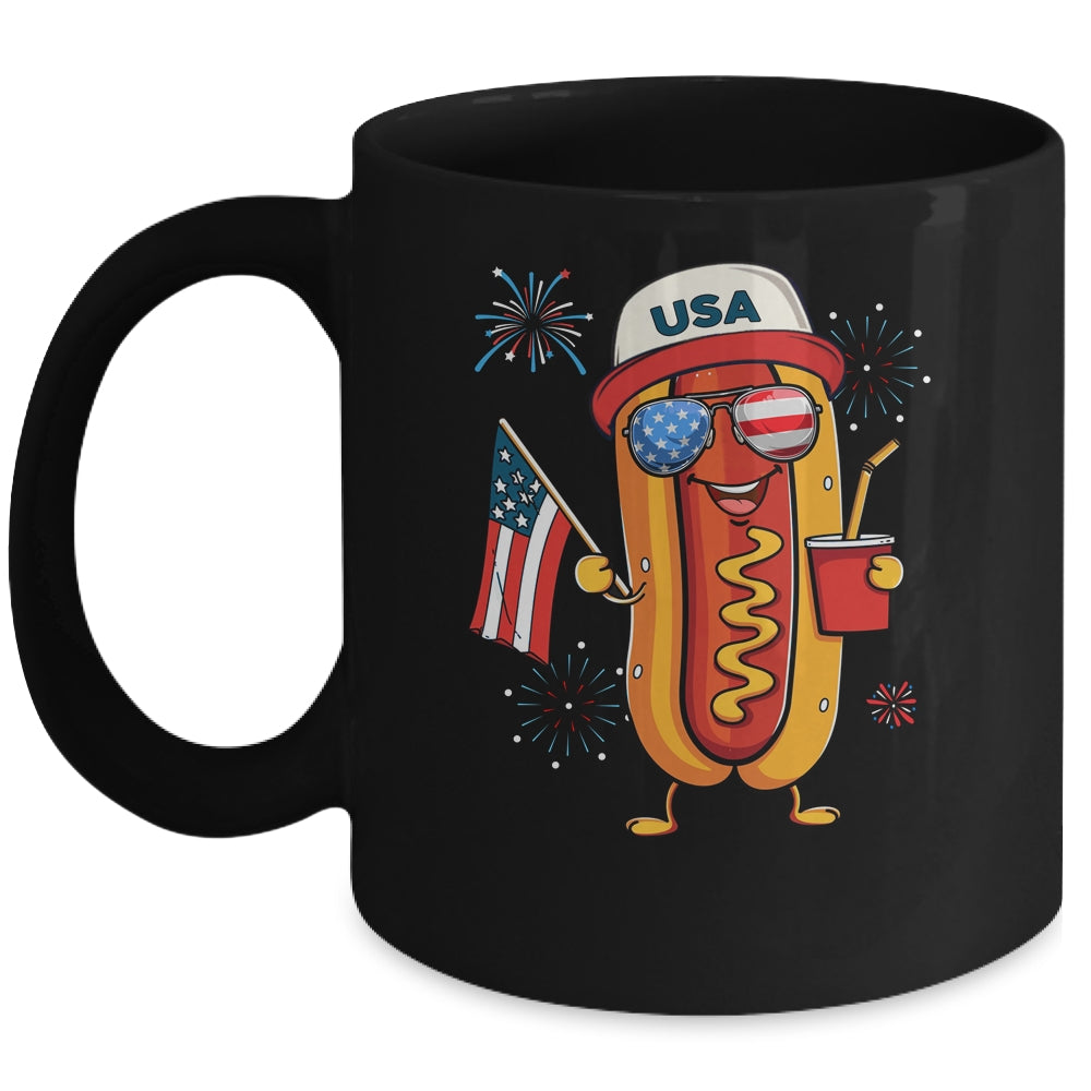 4th Of July Hotdog Funny Fourth Of July Patriotic USA Flag Mug | teecentury