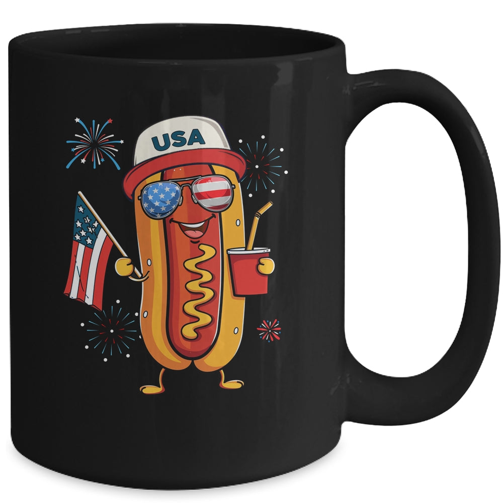 4th Of July Hotdog Funny Fourth Of July Patriotic USA Flag Mug | teecentury