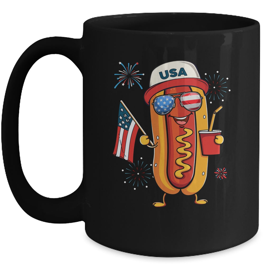 4th Of July Hotdog Funny Fourth Of July Patriotic USA Flag Mug | teecentury