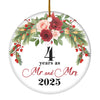 4th Wedding Anniversary 4 Years As Mr & Mrs 2025 Christmas Ornaments Gifts For Couples Husband Wife Holiday Decoration Christmas Tree Ornament | teecentury