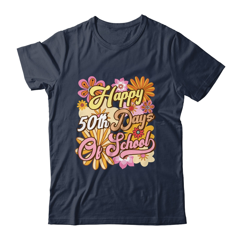 50 Days Of School 50th Day Of School Groovy Retro Shirt & Hoodie | teecentury