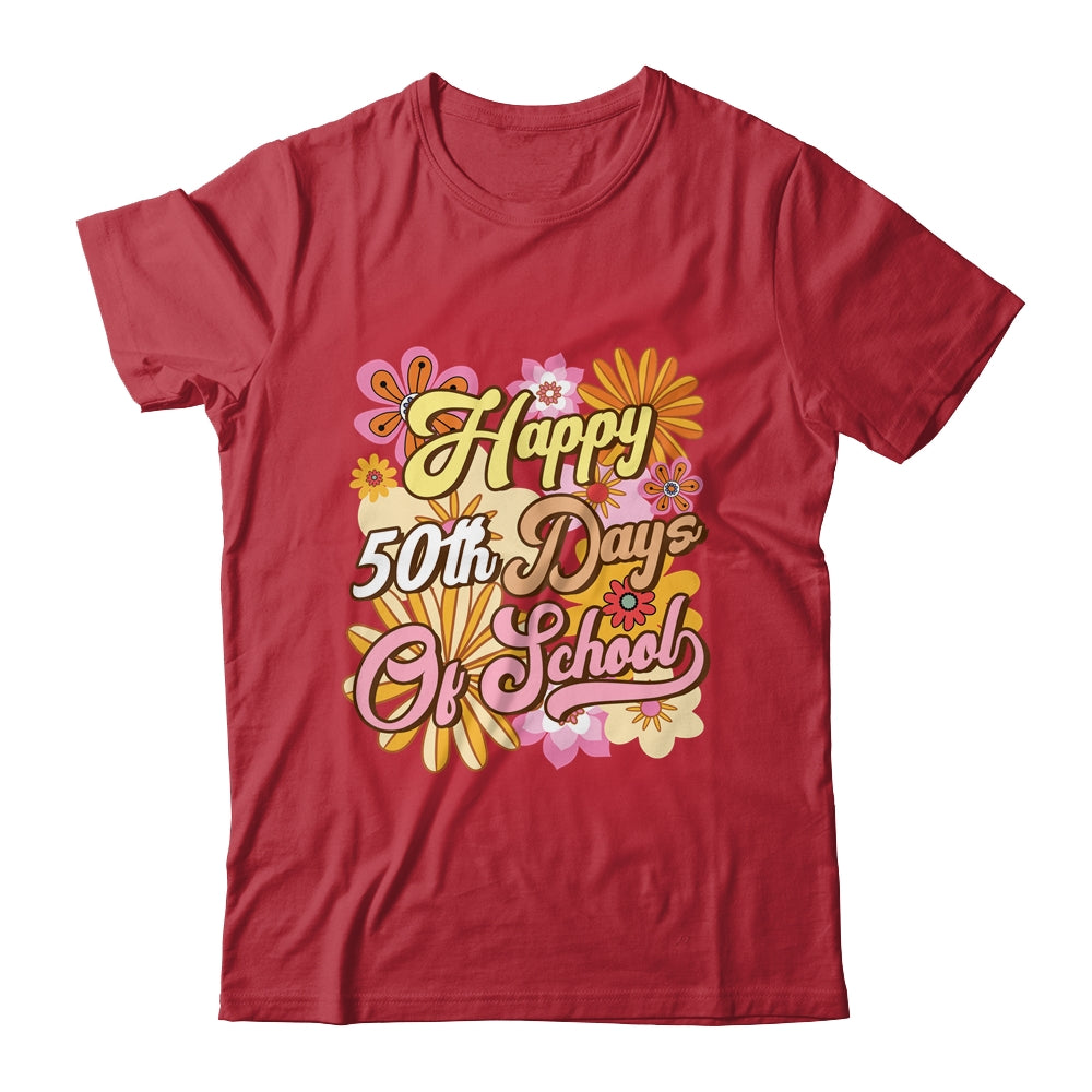 50 Days Of School 50th Day Of School Groovy Retro Shirt & Hoodie | teecentury