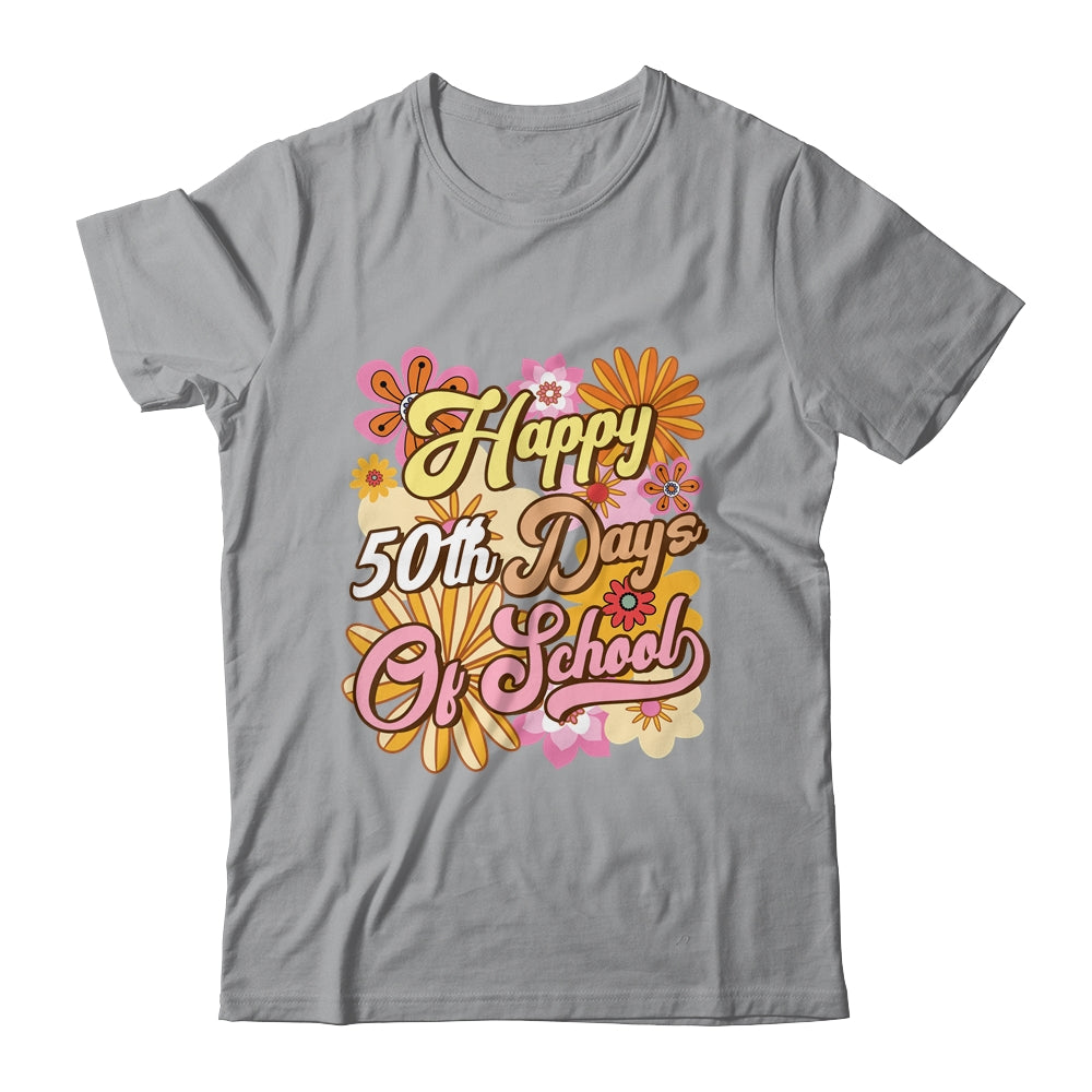 50 Days Of School 50th Day Of School Groovy Retro Shirt & Hoodie | teecentury