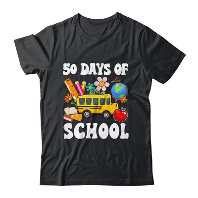50 Days Of School Cute Bus Women Kids Groovy Shirt & Hoodie | teecentury