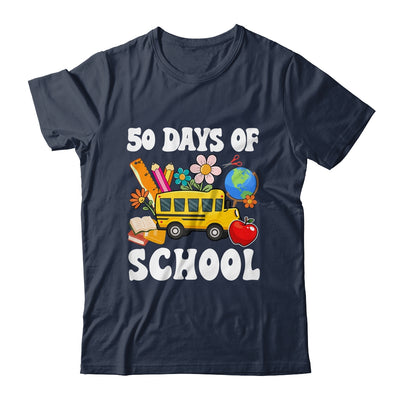 50 Days Of School Cute Bus Women Kids Groovy Shirt & Hoodie | teecentury