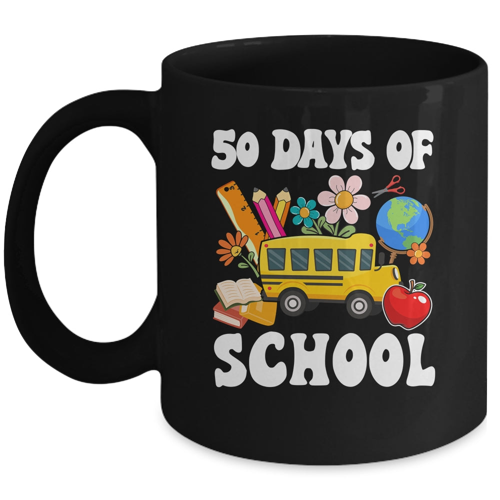 50 Days Of School Cute Bus Women Kids Groovy Mug | teecentury