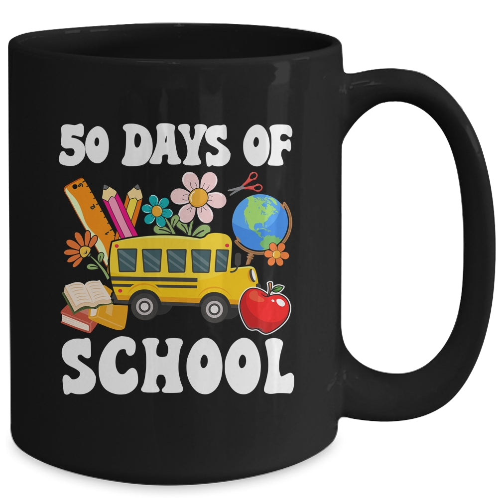 50 Days Of School Cute Bus Women Kids Groovy Mug | teecentury