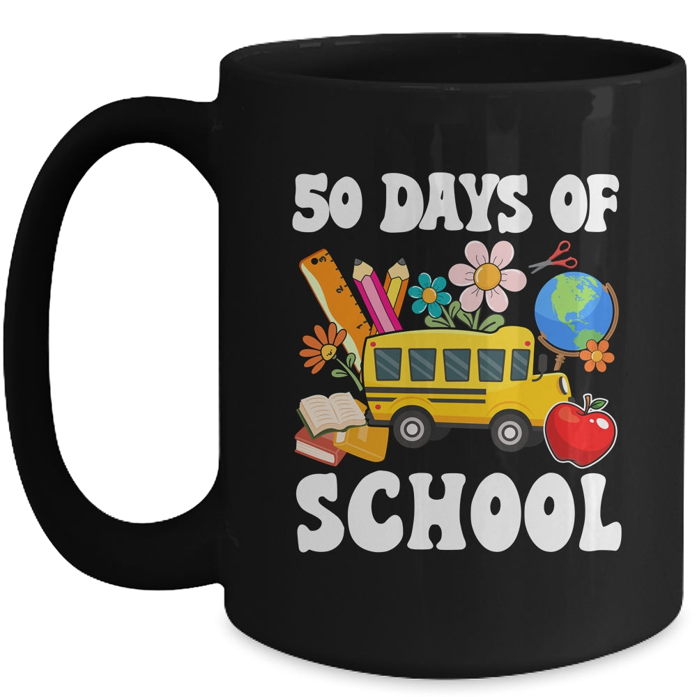 50 Days Of School Cute Bus Women Kids Groovy Mug | teecentury
