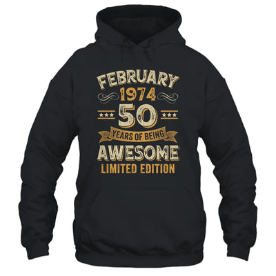 50 Years Awesome Vintage February 1974 50th Birthday Shirt & Hoodie | teecentury