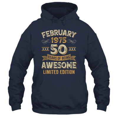 50 Years Awesome Vintage February 1975 50th Birthday Shirt & Hoodie | teecentury