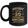 50 Years Awesome Vintage January 1974 50th Birthday Mug | teecentury