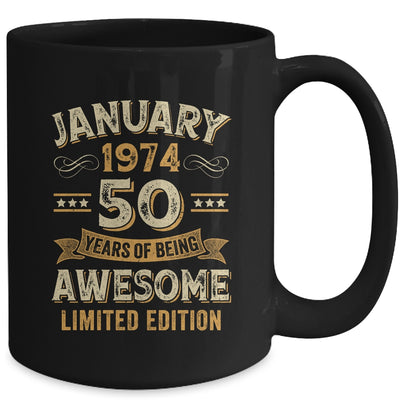 50 Years Awesome Vintage January 1974 50th Birthday Mug | teecentury
