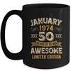 50 Years Awesome Vintage January 1974 50th Birthday Mug | teecentury