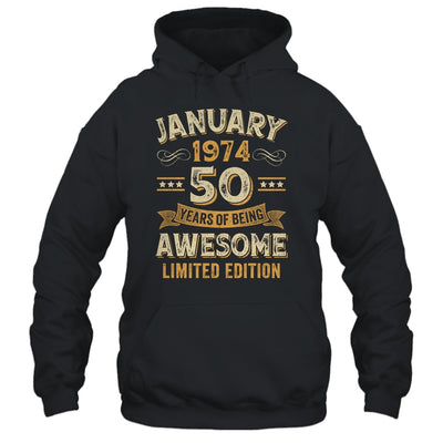 50 Years Awesome Vintage January 1974 50th Birthday Shirt & Hoodie | teecentury
