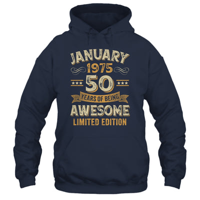 50 Years Awesome Vintage January 1975 50th Birthday Shirt & Hoodie | teecentury