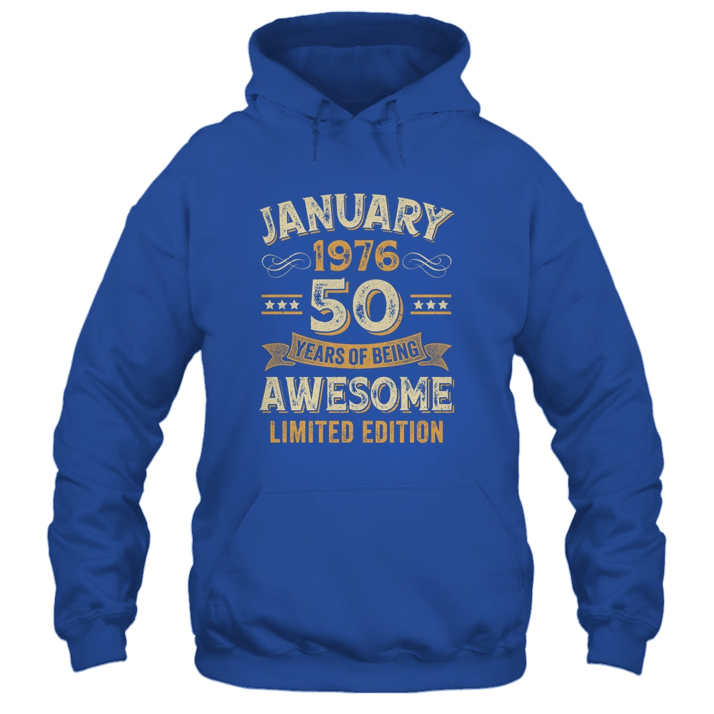 50 Years Awesome Vintage January 1976 50th Birthday Shirt & Hoodie | teecentury