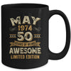 50 Years Awesome Vintage May 1974 50th Birthday Mug | teecentury