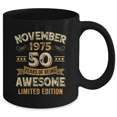 50 Years Awesome Vintage November 1975 50th Birthday Mug | teecentury
