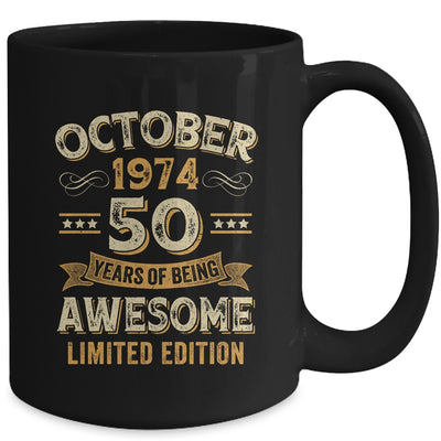 50 Years Awesome Vintage October 1974 50th Birthday Mug | teecentury