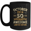 50 Years Awesome Vintage October 1974 50th Birthday Mug | teecentury