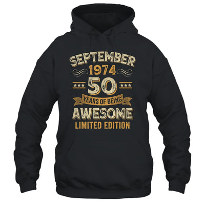 50 Years Awesome Vintage September 1974 50th Birthday Shirt & Hoodie | teecentury