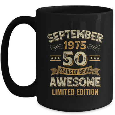 50 Years Awesome Vintage September 1975 50th Birthday Mug | teecentury