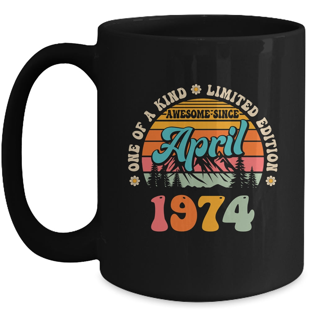 50 Years Old Awesome Since April 1974 50th Birthday Groovy Mug | teecentury