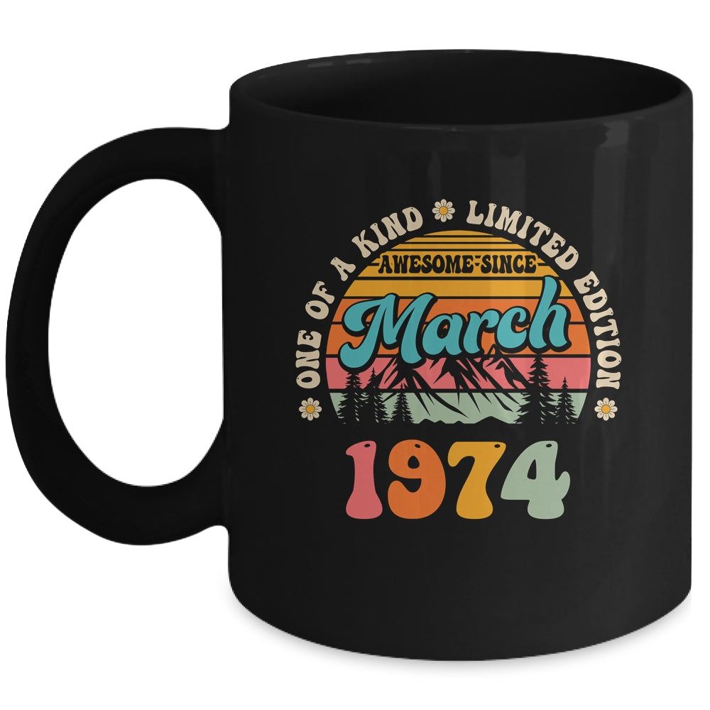 50 Years Old Awesome Since March 1974 50th Birthday Groovy Mug | teecentury