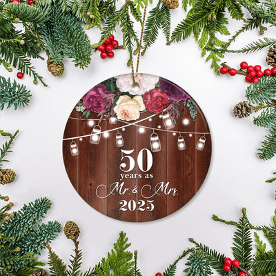 50th Anniversary Wedding Ornament 50 Years As Mr and Mrs For Couples Christmas Husband Wife Married Wedding Gift Holiday Decoration Christmas Tree Ornament | teecentury