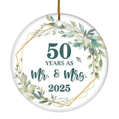 50th Anniversary Wedding Ornament Married 50 Years As Mr and Mrs For Couples Christmas Husband Wife Wedding Gift Holiday Decoration Christmas Tree Ornament | teecentury