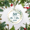 50th Anniversary Wedding Ornament Married 50 Years As Mr and Mrs For Couples Christmas Husband Wife Wedding Gift Holiday Decoration Christmas Tree Ornament | teecentury