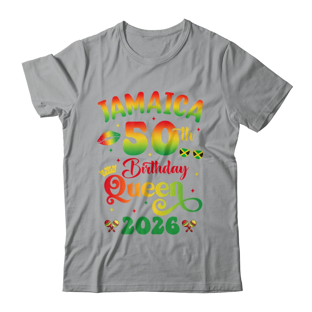 50th Birthday Queen Jamaica Girl Matching Party 2026 Shirt & Tank Top | teecentury