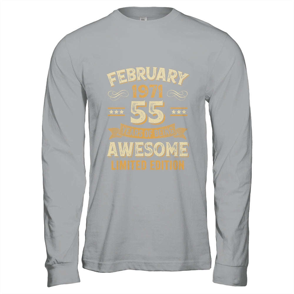 55 Years Awesome Vintage February 1971 55th Birthday Shirt & Hoodie | teecentury