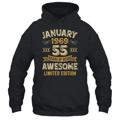 55 Years Awesome Vintage January 1969 55th Birthday Shirt & Hoodie | teecentury