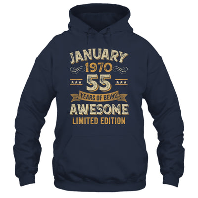 55 Years Awesome Vintage January 1970 55th Birthday Shirt & Hoodie | teecentury